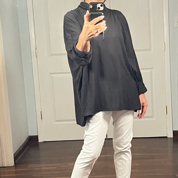 Eskandar black 100% prima cotton turtleneck top - Picture 5 of 11